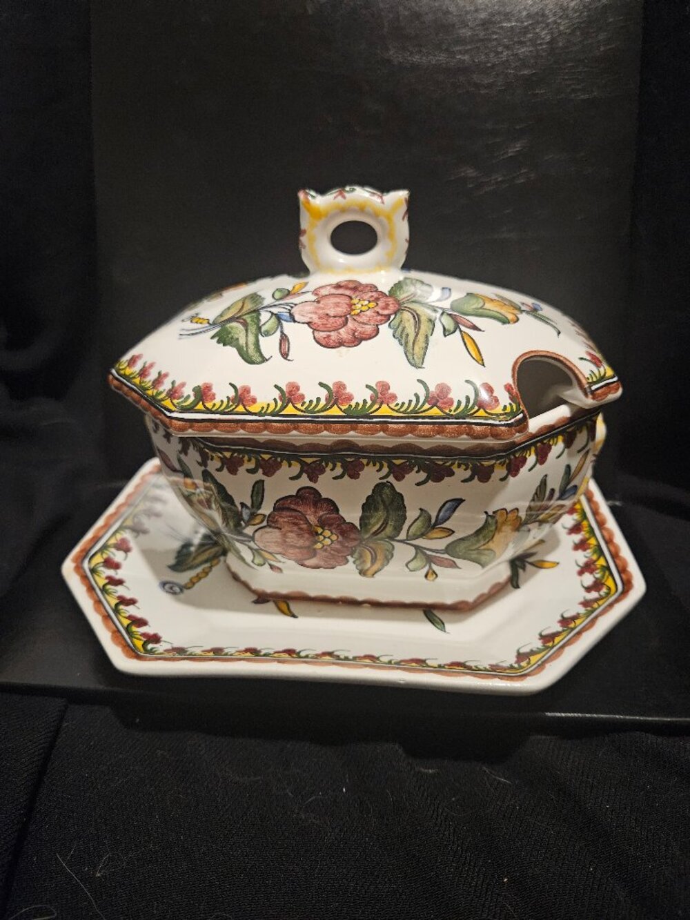 Portugal Porcelain Soup Tureen with Lid and Serving Dish